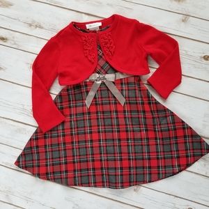 2 piece Red Bonnie Jean Plaid Holiday Dress || 3T